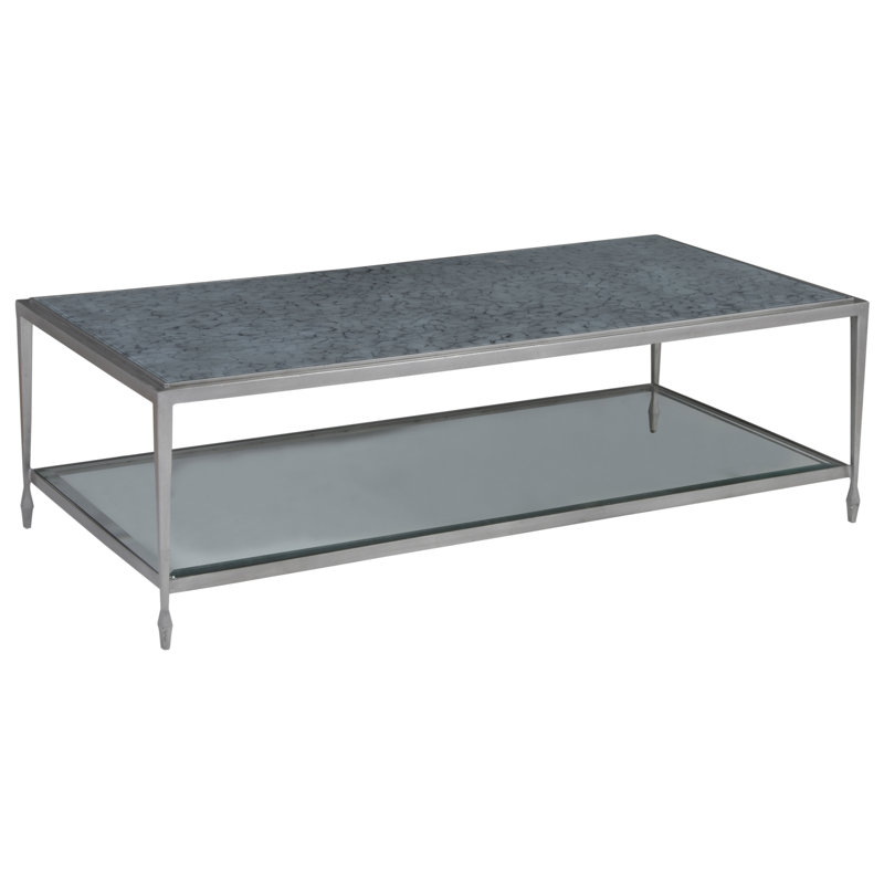 Sashay 54" Silver and Gray Glass Rectangular Cocktail Table