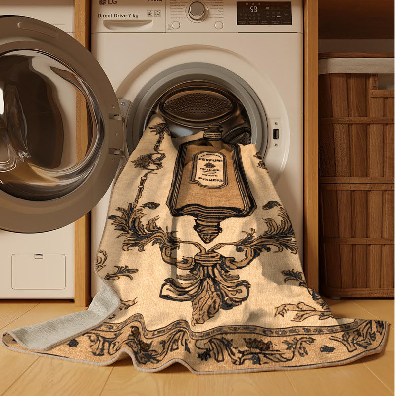 Tapis brun français lavable à la machine, Rectangle 5 pi x 7 pi