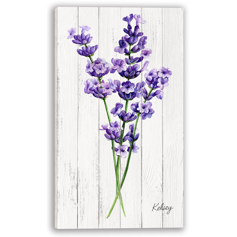 Essence de lavande - aquarelle, art mural floral sur bois blanc rustique