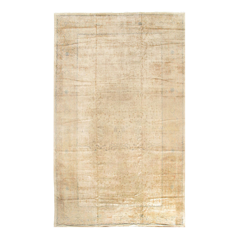 Tapis unique en laine noué à la main beige de 12 pi x 20 pi 7 po Combest