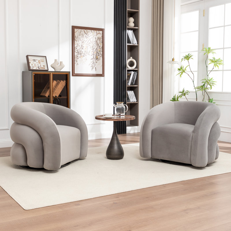 Fauteuil demi-tonneau pivotant rembourré Coyle, Gris
