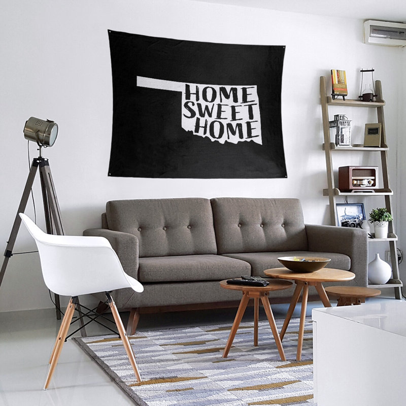 Tapisserie Home Sweet Oklahoma, H 104 po x l 88 po, Noir