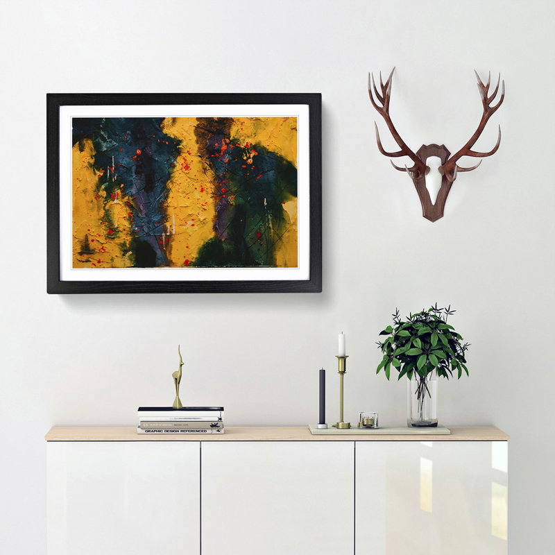 Abstract Art Painting Vol.22 by S.Johnson - Picture Frame Painting Print, 48cm H x 65cm W x 2cm D, Black Framed
