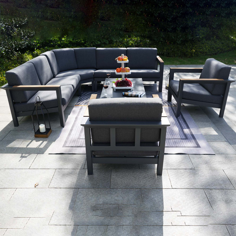 Ensemble de conversation modulaire avec coussins 6 pièces Caggiano