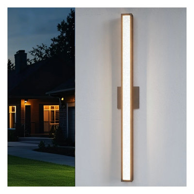 Black Iron Outdoor Wall Sconce with Water Ripple Crystal Glass, 1-Light LED Fixture, Dimmable Warm White Exterior Light