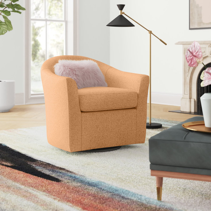 Fauteuil demi-tonneau pivotant en polyester capitonné de 82,55 cm de large Antai, Automne