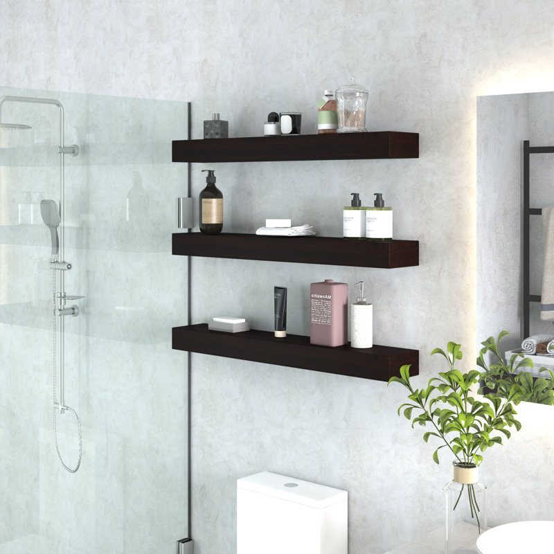 Bisa Teak Floating Shelf, 3" H x 36" W x 6" D