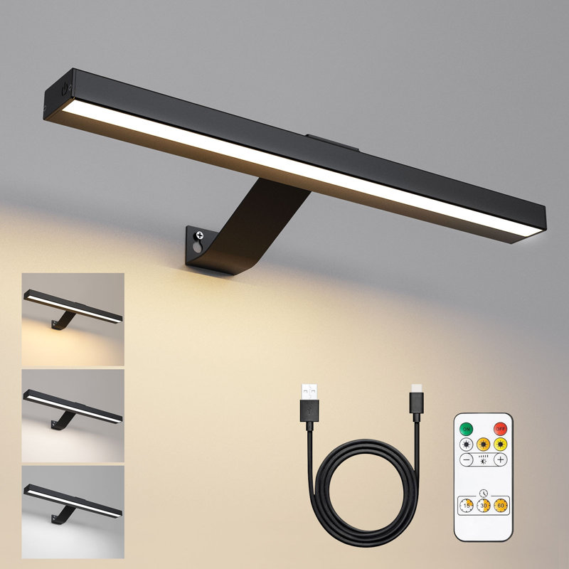 Syeeda Battery Powered Dimmable LED Wall Mount Picture Light with Remote, Matte Black