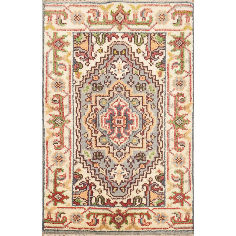 Tapis gris fait à la main pour vestibule 2x3