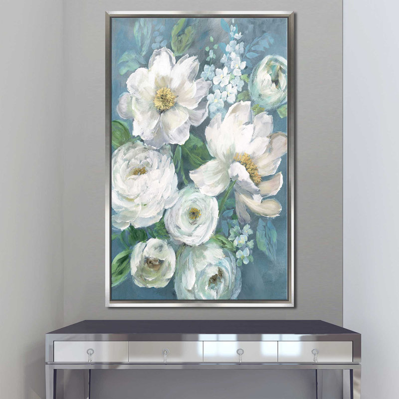Cottage Radiance II par - Peinture, H 51,5 po x l 31,5 po x P 2 po, Cadre flottant argent