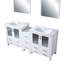 Meuble-lavabo double blanc 72 po X P 18,25 po D, avec armoires latérales, plateau en céramique blanche et Miroirs-117984749