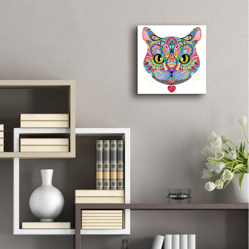 Art mural en verre Kaleidoscope Kitty par Hello Angel, H 12 po x l 12 po x P 0,13 po
