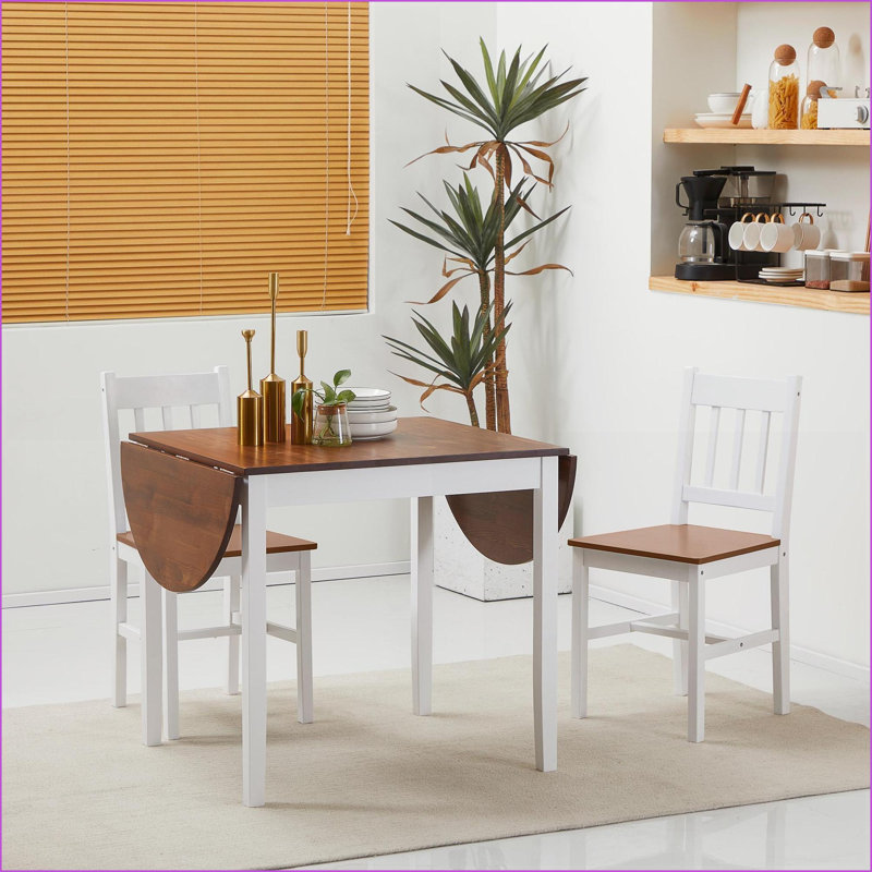 Table de salle à manger, petite table de cuisine à abattants de 55 po | Brun | Pin
