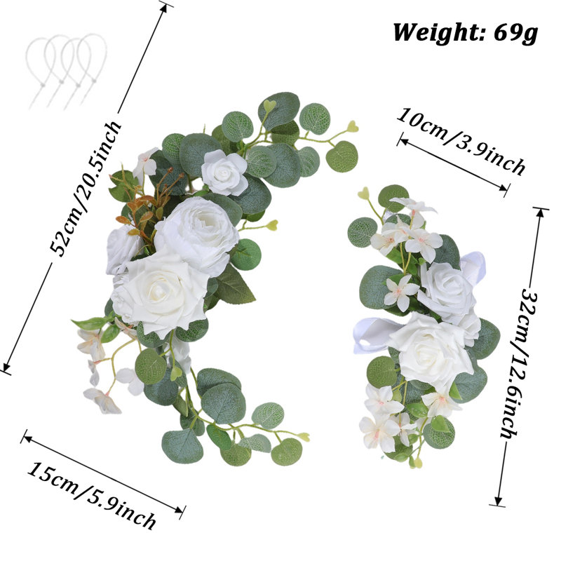 Ensemble de 2 fleurs artificielles pour décoration d'arche de mariage et décor floral