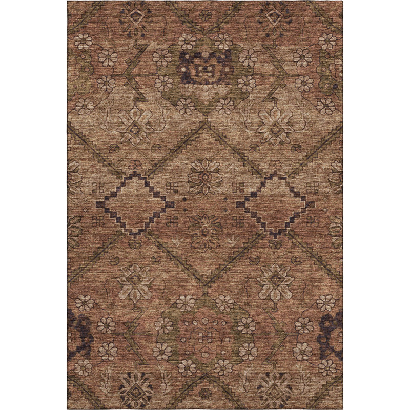 Premium Machine Washable Prisco Paprika Rug, Rectangle 9' x 12'