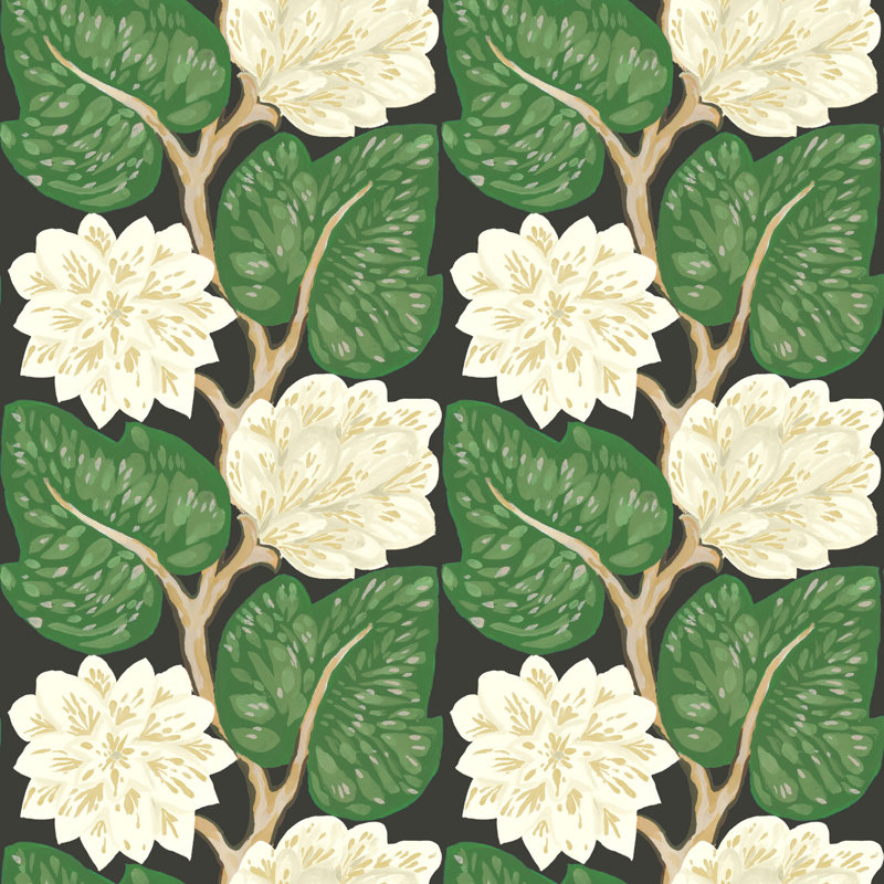 Carreau de papier peint auto-adhésif Bohémien Bungalow Vintage Vines L 10 pi x l 25 po, Blanc porcelaine, Non encollé, Paper