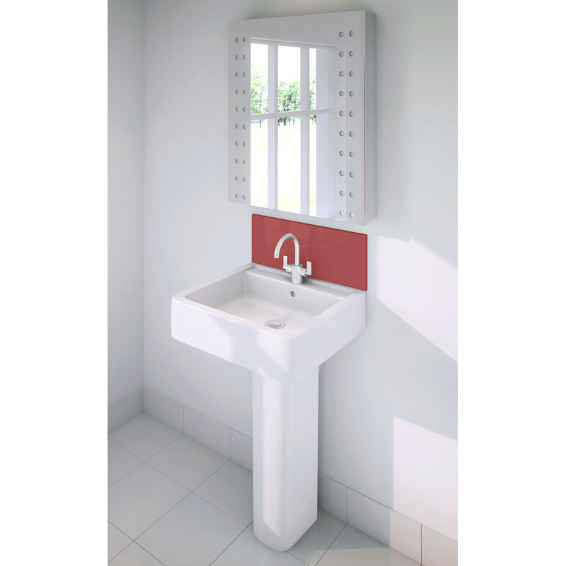 90cm W x 20cm L Glass Peel and Stick Panel, Red