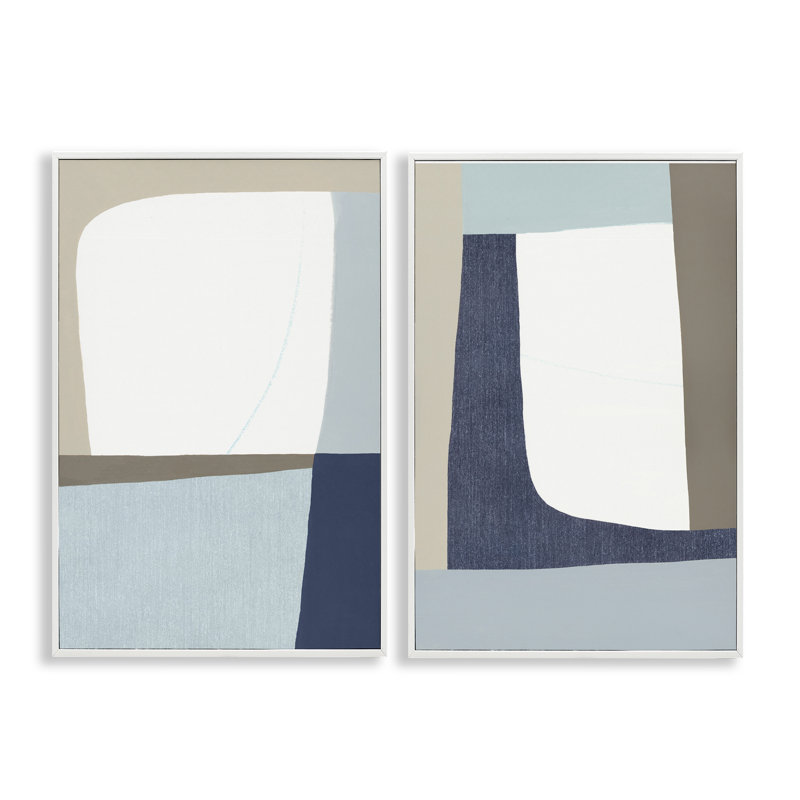 Ensemble de 2 giclées encadrées Minimal Natural Flow, design par Hannah Dawson, H 24 po x l 32 po