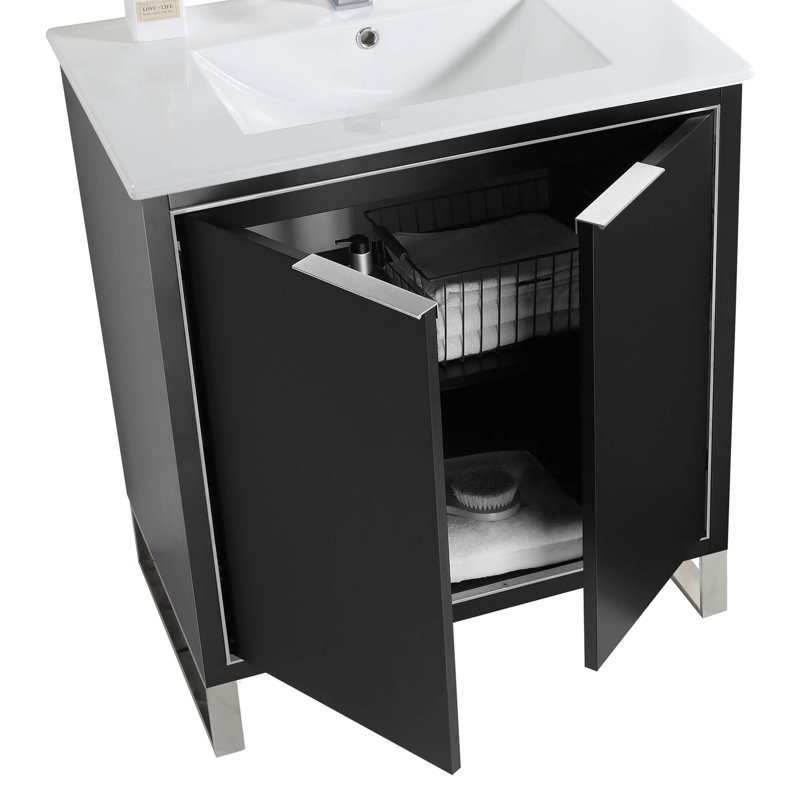 30'' Single Bathroom Vanity Set, Chrome, Matte Black