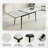 Expandable 47"–63" White Marble Mdf Dining Table With Black Metal Legs
