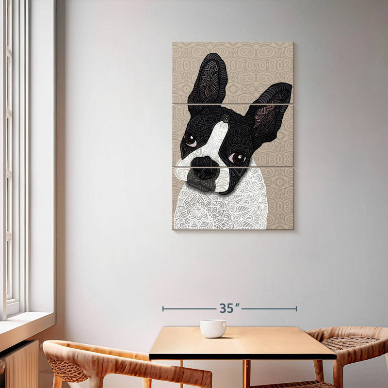Brampt Patterned Boston Terrier, 57" H x 36" W