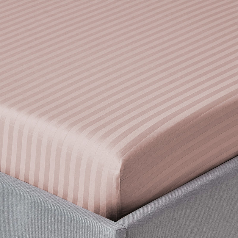 200 Thread Count Striped Microfiber Fitted Sheet, Pink, Super King (6')