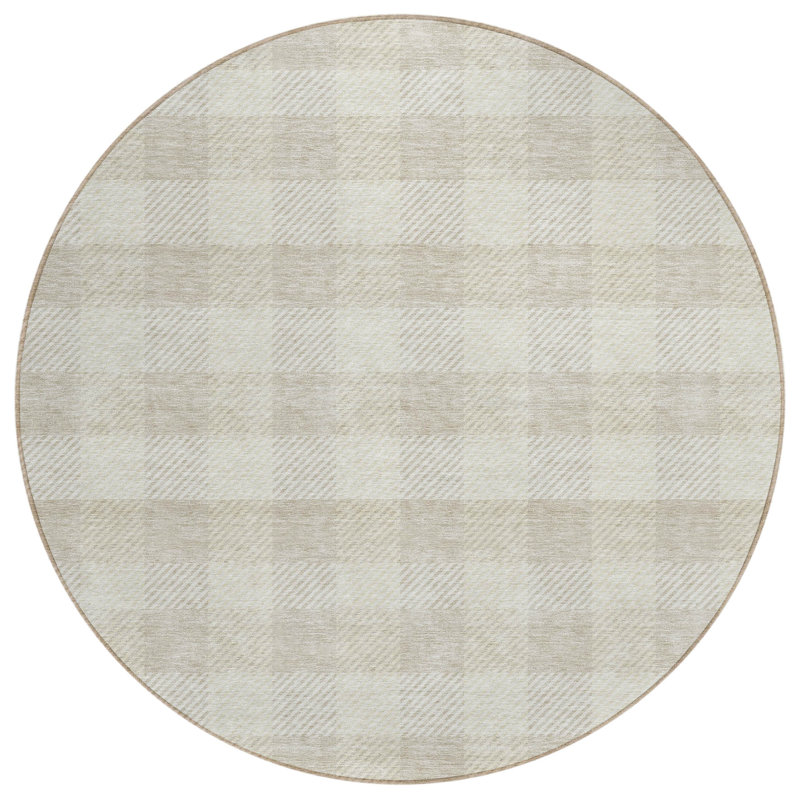 Colzie Flatweave Checkered Indoor / Outdoor Rug, Round 8'