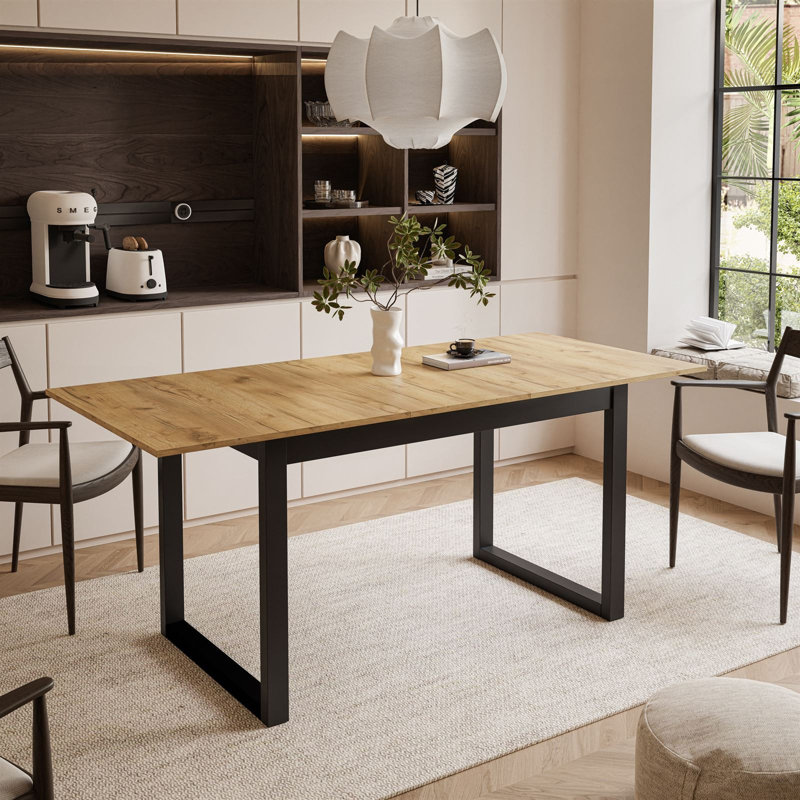 Extendable table ARTON II  140 cm, "U" legs, Gold Craft Oak, Black