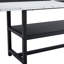 Table de salle à manger blanche et noire épissée de 71 pouces avec 8 chaises en polyuréthane, rangement sous la table, résistante à l'usure et rangement