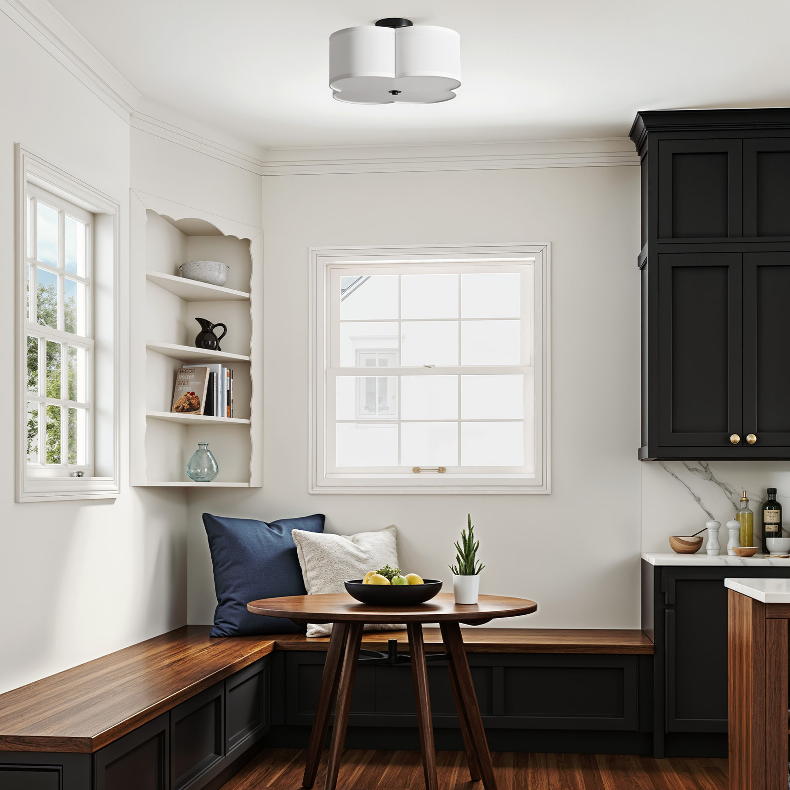 Venoy 4-Light Semi Flush Mount, Black, 6.9" H x 15.75'' W x 15.75" D