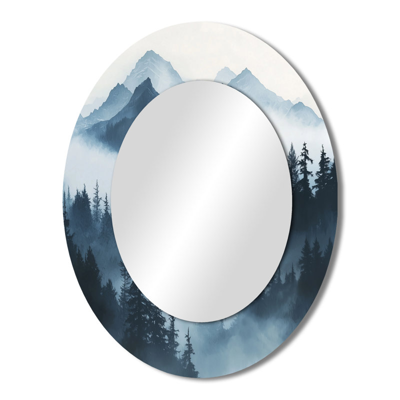 Winter Misty Peaks In The Morning II - Traditional Oval Wall Mirror, 43" x 33"