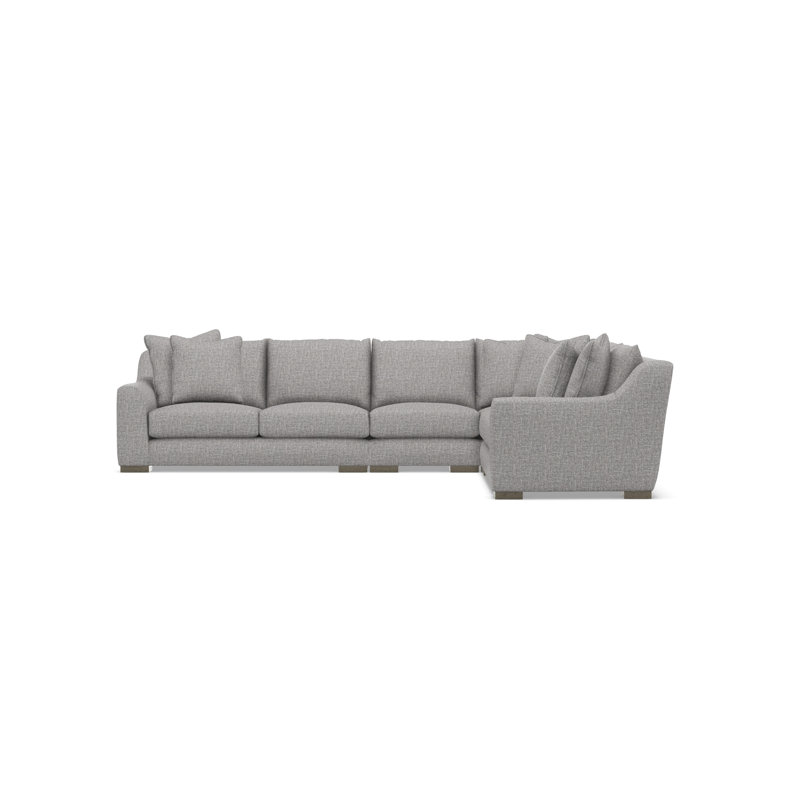 Gabi 5-Piece Fabric Sectional, Gray Polyester, 35" H x  140" W x 110" D, Right Hand Facing