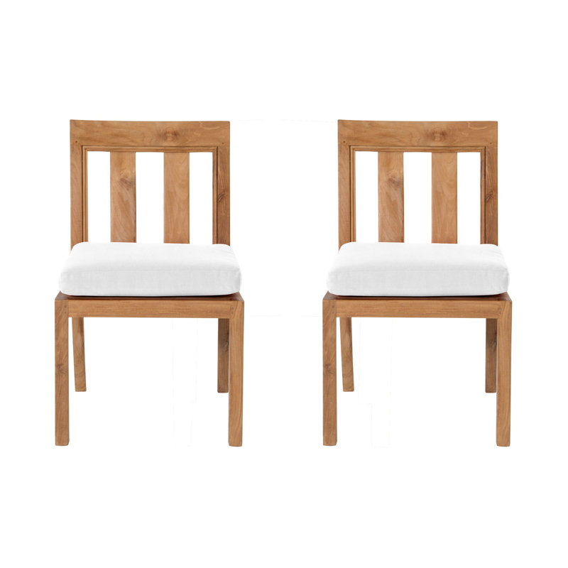 Chatsworth Teak Outdoor Dining Armless Chair (Set of 2), White