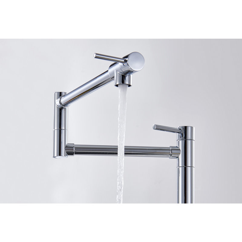 Pot Filler Faucet Extension - 360 Swivel & Foldable, Brass Material, Double Handles For Efficient Water Usage, Corrosion And Oxidation Resistance Finish With Extendable Rotation Foldability,