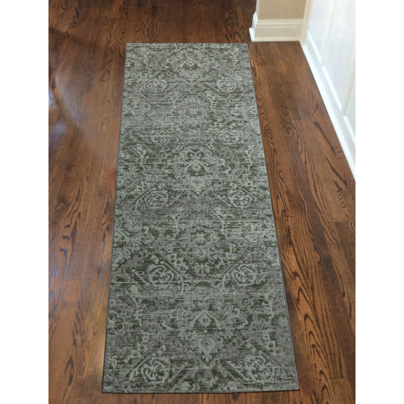 Aidy 1244 Transitional Abstract Green Area Rug, Runner 2'2" x 7'7" 