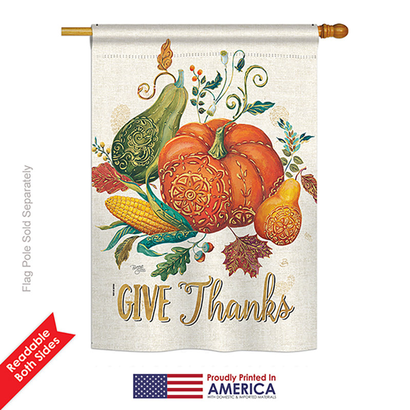 Double Sided 40'' H x 28'' W Polyester Thanksgiving Garden Flag