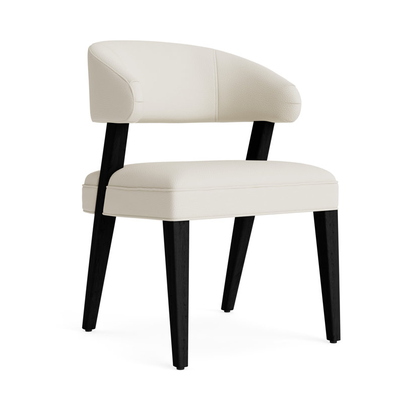Keane Upholstered Dining Chair, Greenwich Performance Leather - Cream, Black