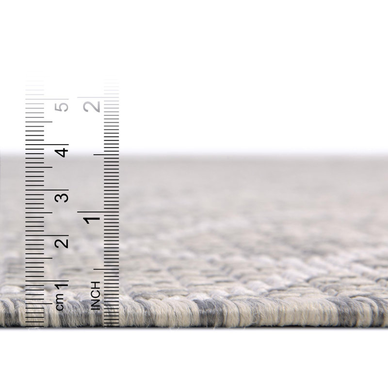 Light Gray Gitter Indoor/Outdoor Trellis Rug, Square 10'