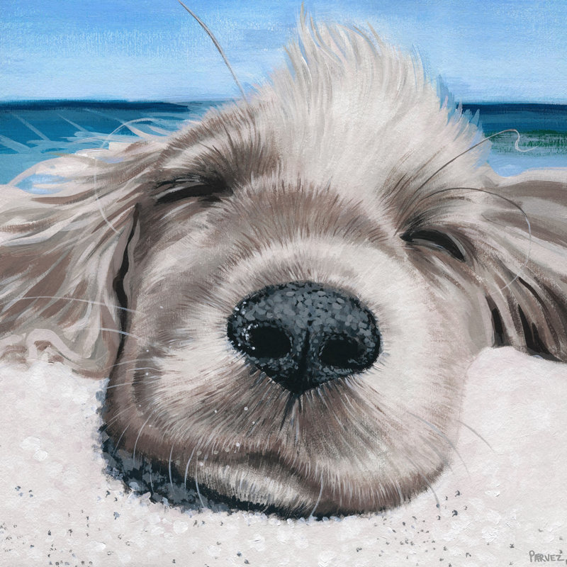 «Relaxing Dog» par Parvez Taj, reproduction d'art sur toile tendue, H 12 po x l 12 po x P 1,5 po