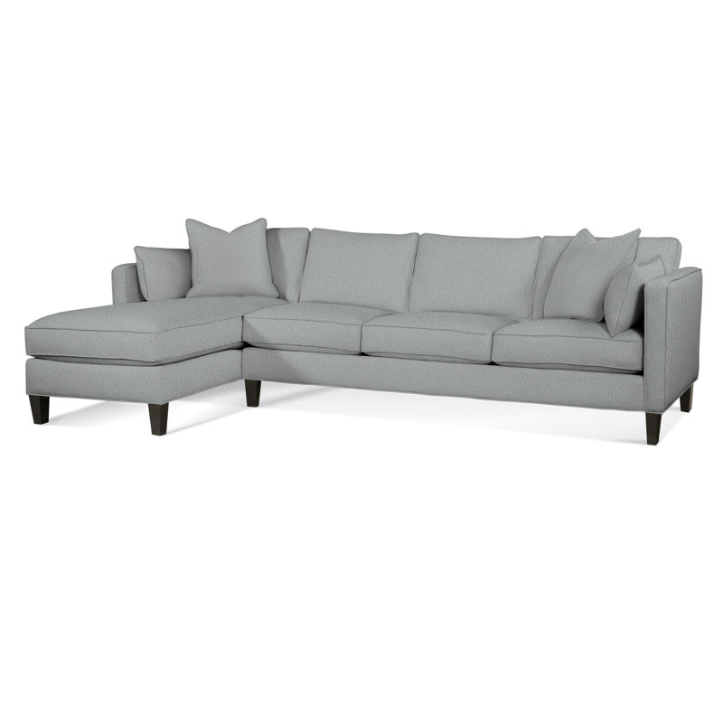 Lenox Chaise Sectional, Light Blue Performance Fabric; 0851-55, Left Hand Facing, Havana