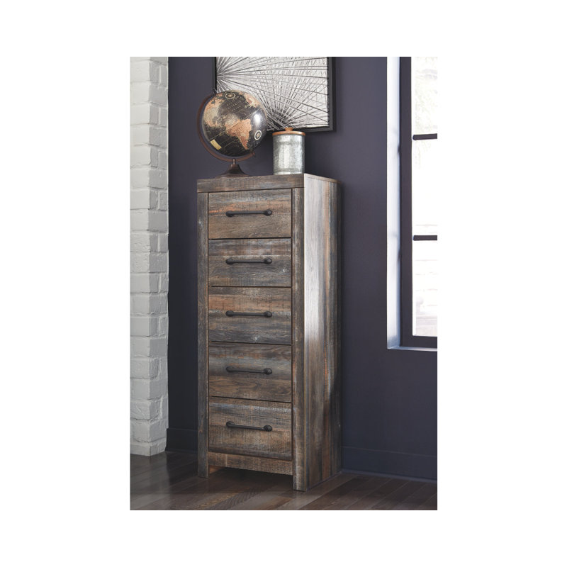 Commode 5 tiroirs Aulda, Brun