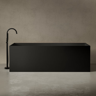 MonBlari 51'' X 27'' FreeStanding Black Soaking Solid Surface Bathtub With Overflow And Pop-Up Drain For Bathroom