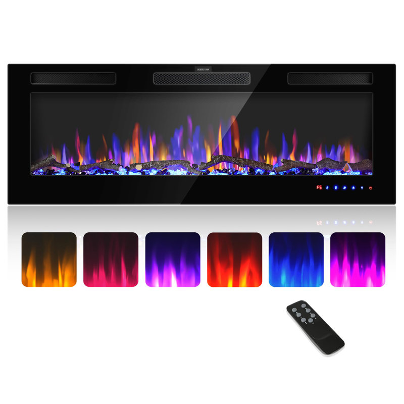 FLAME&SHADE 50" Electric Fireplace Inserts - Recessed Fire Place and Wall Fireplace Heater, Indoor Wall Mounted Faux Floating Fireplace with Remote Control, Adjustable Flame Color and Brightness, 750 | 1500w