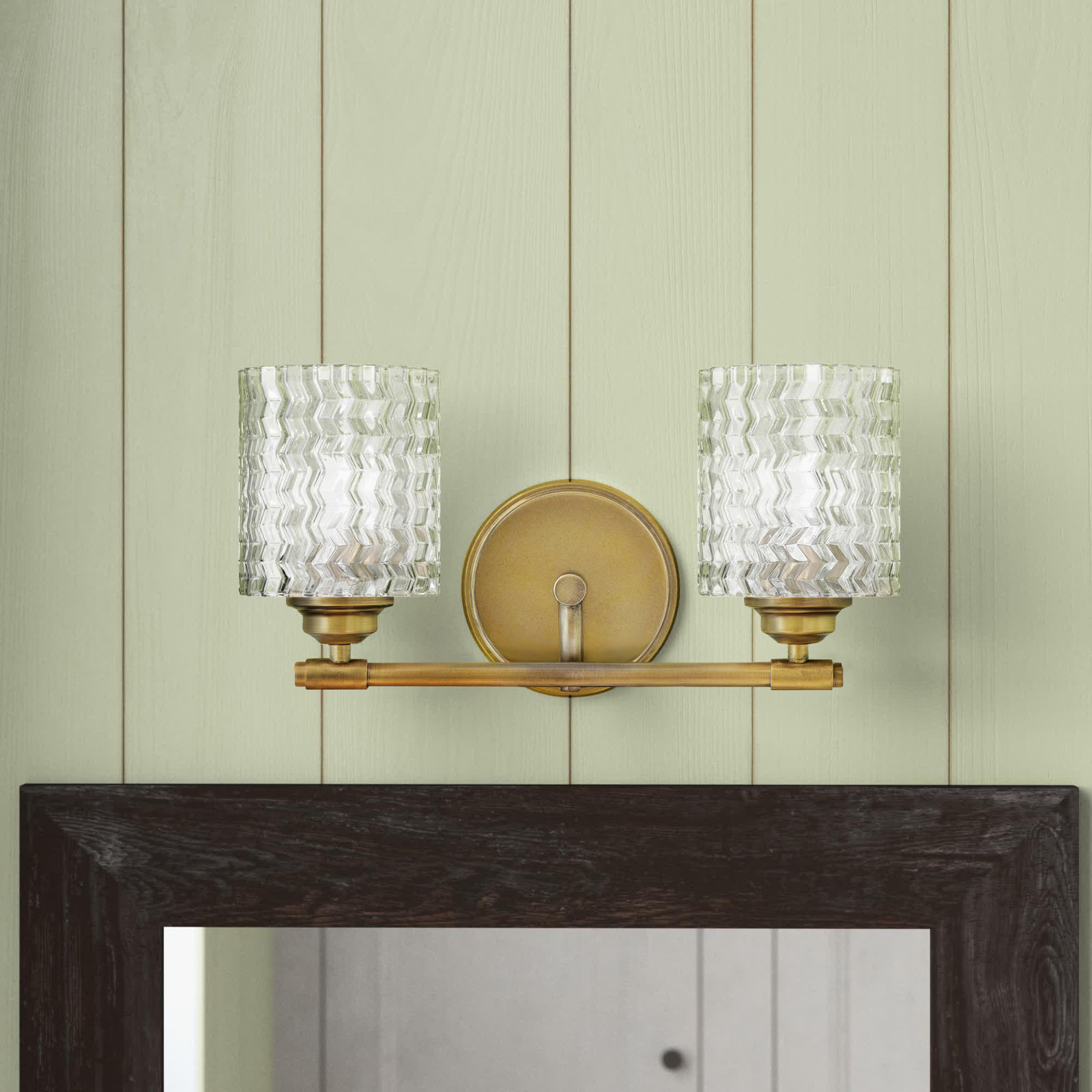 Shannon 2 Light Dimmable Vanity Light, Heritage Brass