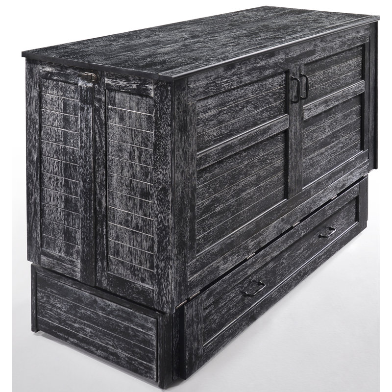 Lit-armoire avec grand lit Luka, Charbon patiné
