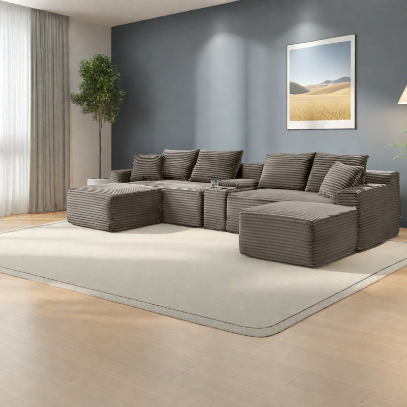 Canapé modulaire polyvalent avec velours côtelé confortable, conception modulaire pour les salons modernes