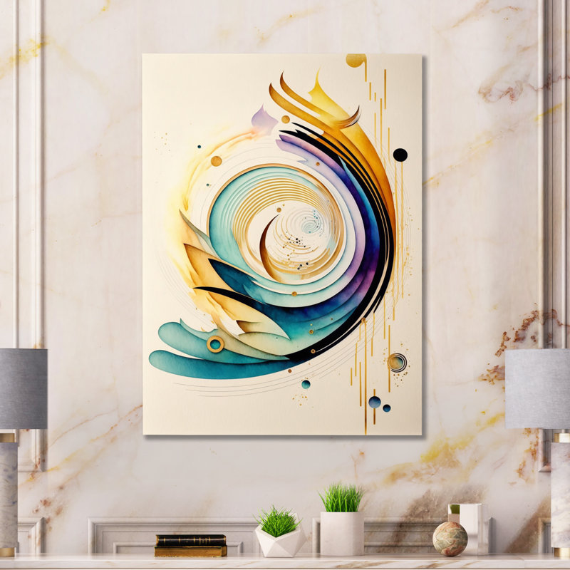 Aquarelle colorée en spirale - Décoration murale moderne en métal, H 20 po x l 12 po x P 1 po