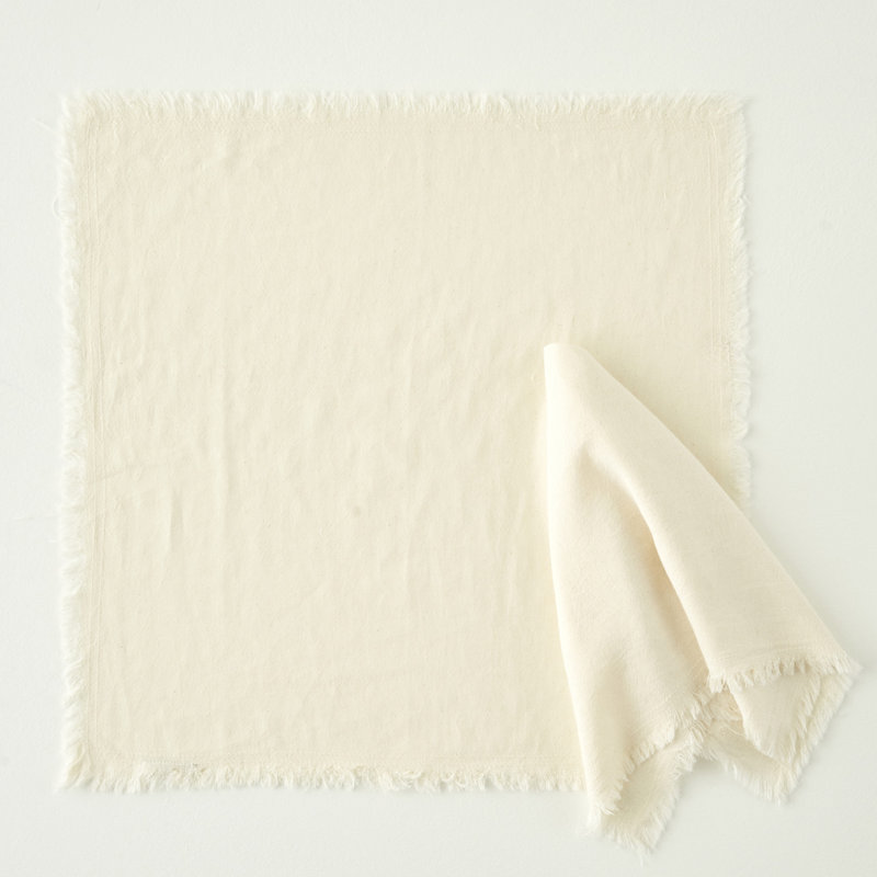 Serviette en coton olive à franges