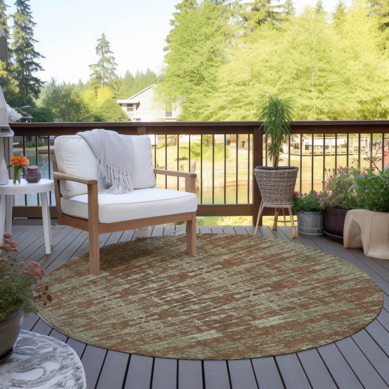 Tapis intérieur / extérieur Jurnee avec envers antidérapant, Rond 8 pi