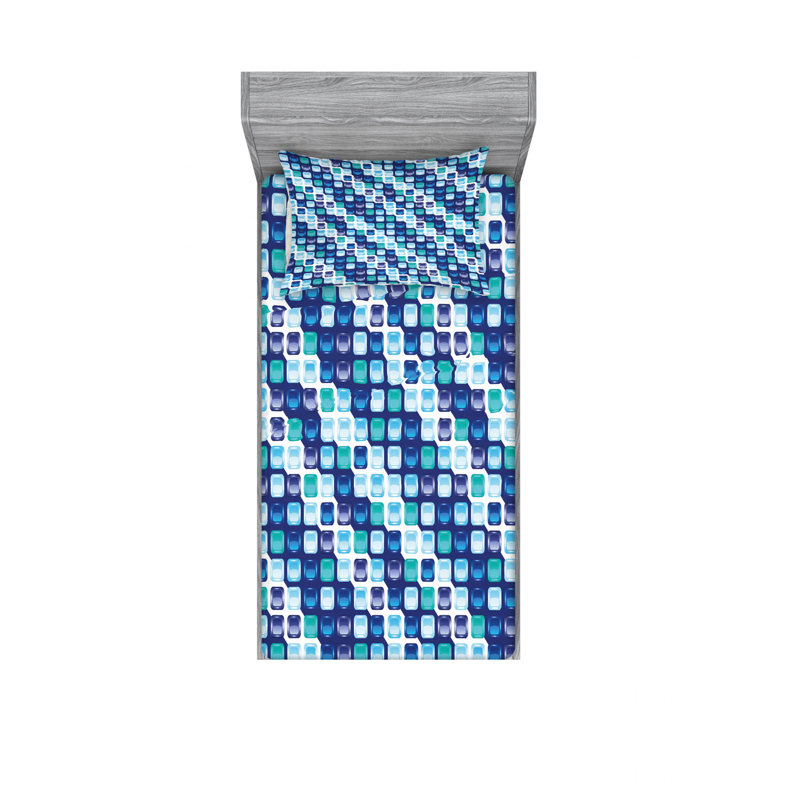 Microfiber Geometric Sheet Set, Twin XL Sheet Set with Fitted Sheet